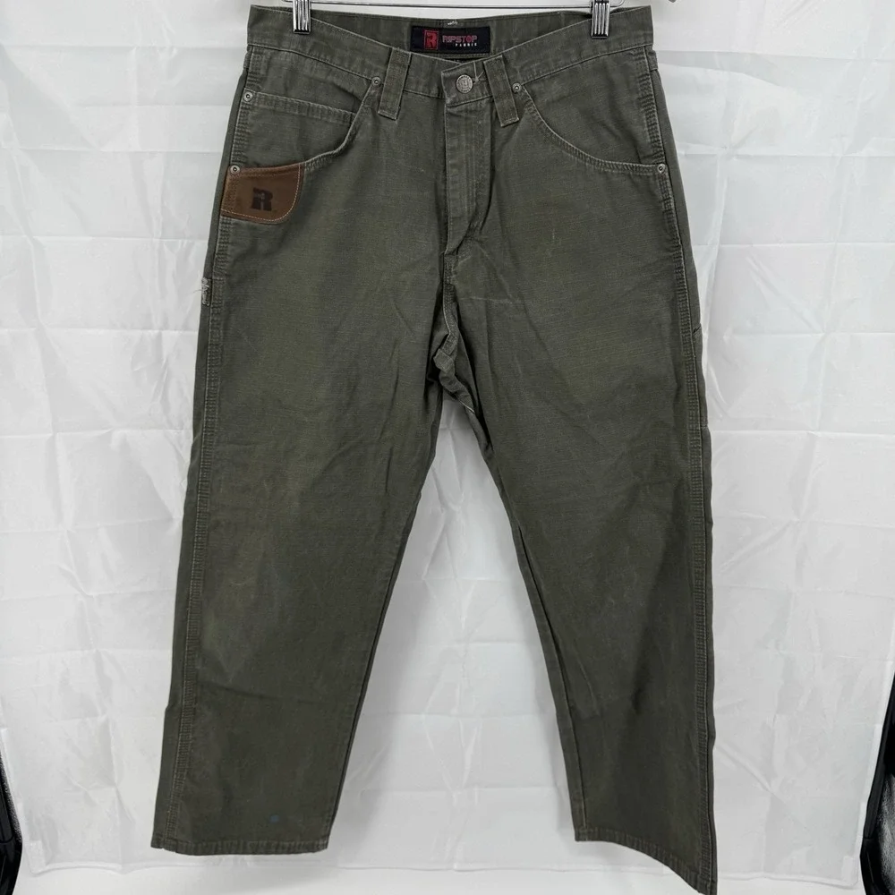 Men's‎ Olive Wrangler Ripstop Cargo Pants Drab Vintage Military Style 31x29